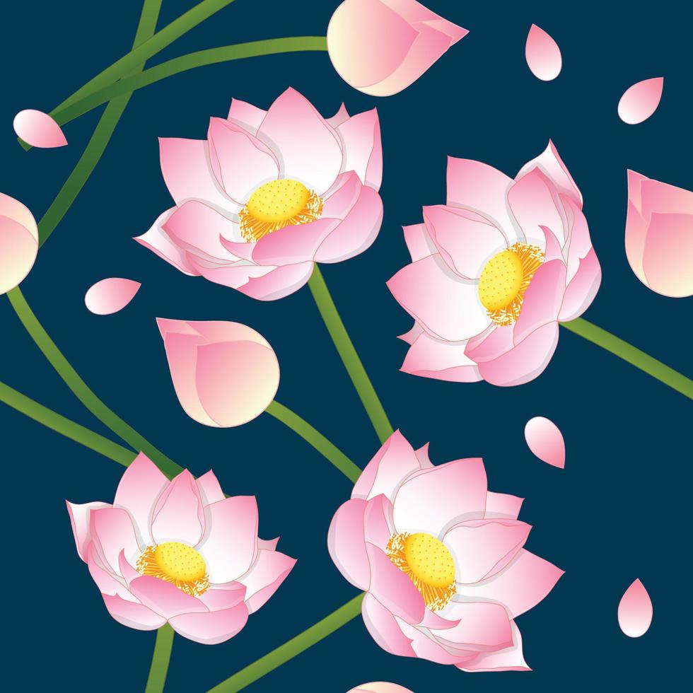 roze Indiase lotus op indigo blauwe achtergrond vector