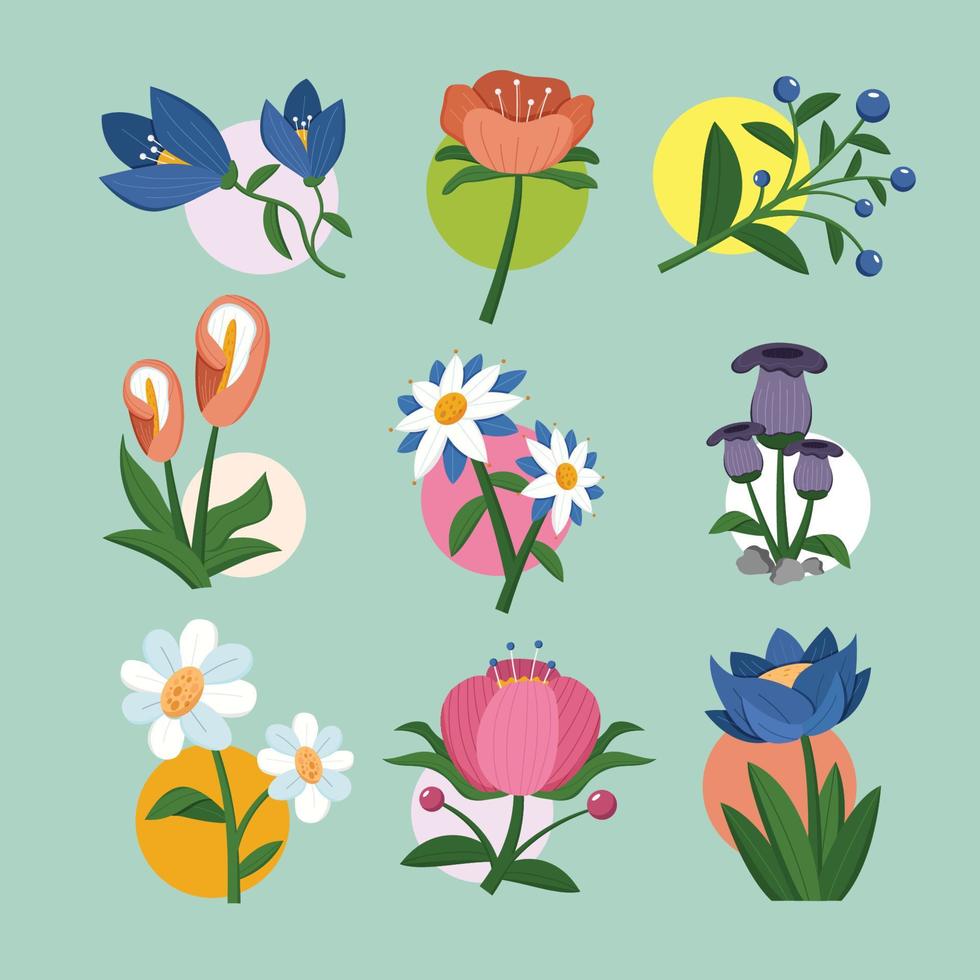 set bloemen veerelement vector