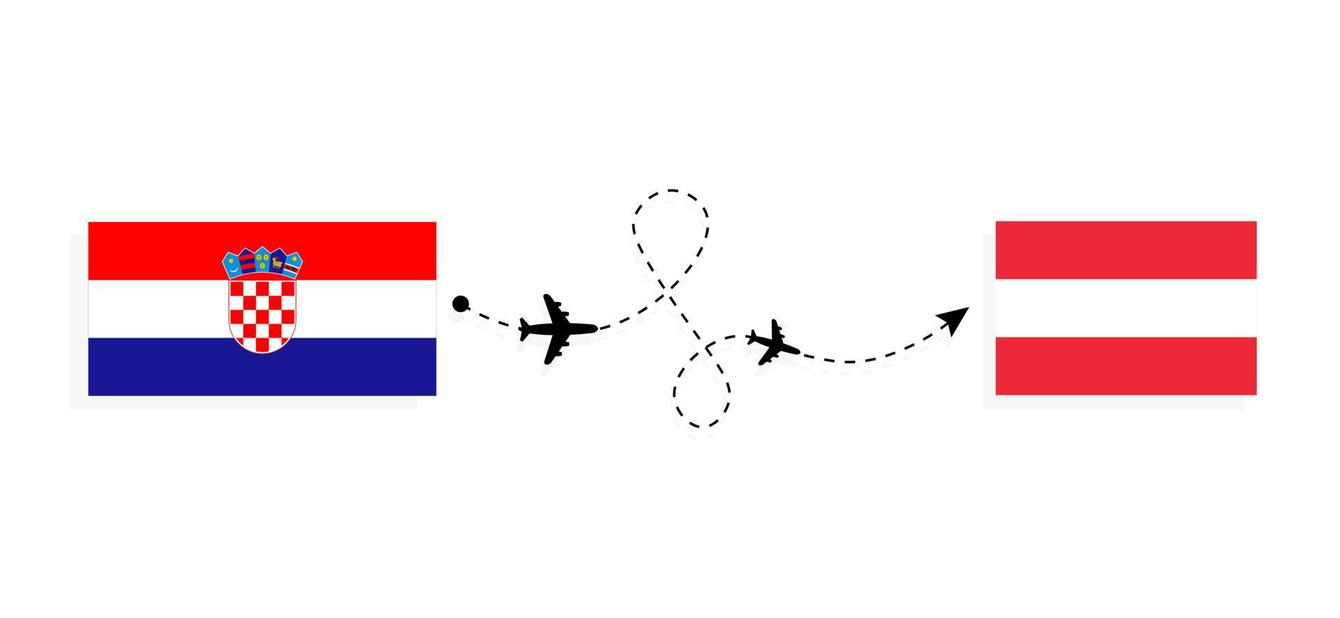 vlucht en reis van kroatië naar oostenrijk per reisconcept voor passagiersvliegtuigen vector