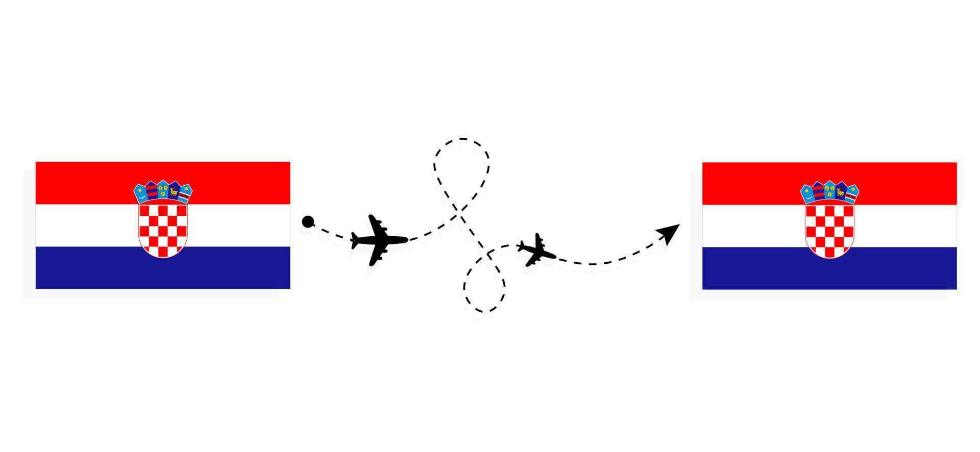 vlucht en reis van kroatië naar kroatië per reisconcept voor passagiersvliegtuigen vector