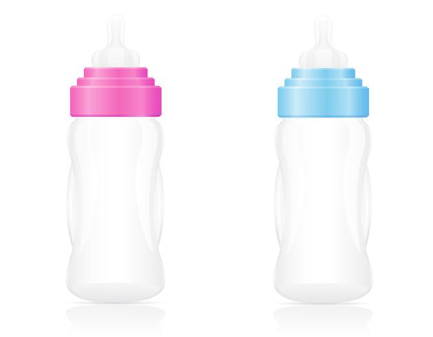 babyfles roze en blauwe vectorillustratie vector