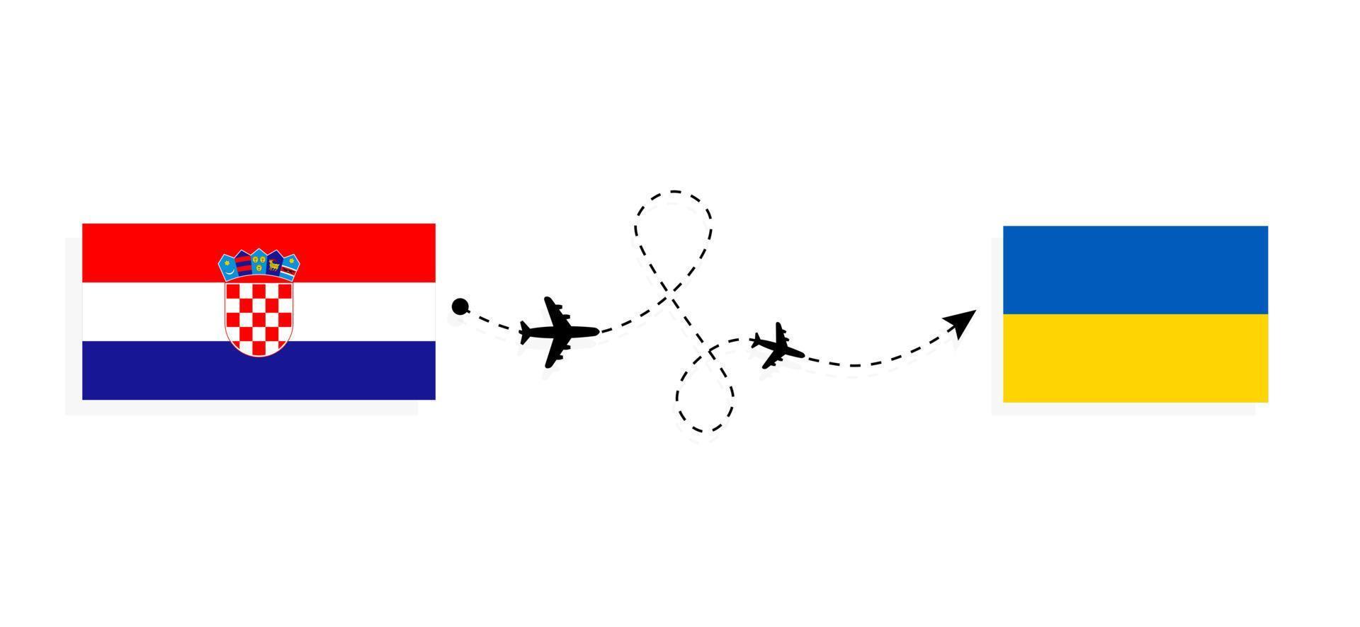 vlucht en reis van kroatië naar oekraïne per reisconcept voor passagiersvliegtuigen vector