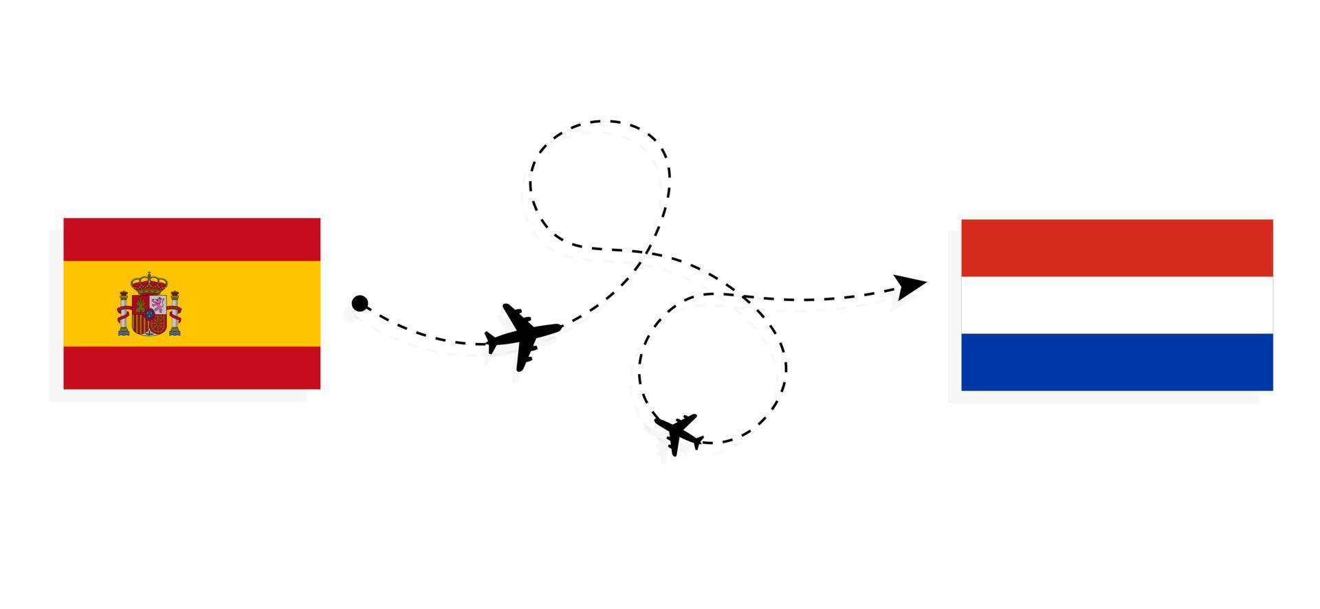 vlucht en reis van spanje naar paraguay per reisconcept voor passagiersvliegtuigen vector