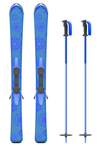 blauwe skis berg met sneeuwvlokken vectorillustratie vector