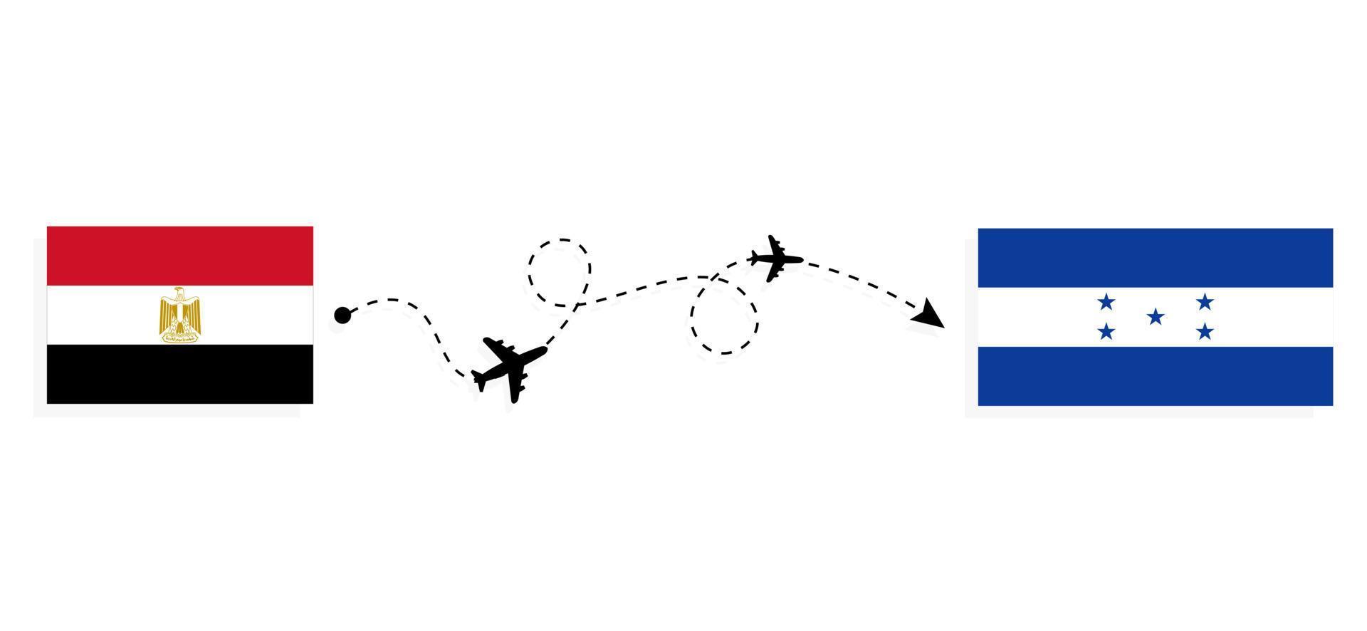 vlucht en reis van egypte naar honduras per reisconcept voor passagiersvliegtuigen vector