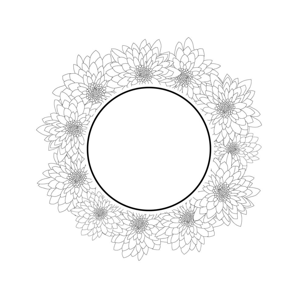 chrysant omtrek banner krans vector