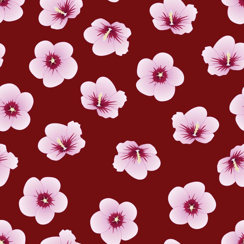 hibiscus syriacus - roos van Saron op indigo rode achtergrond vector