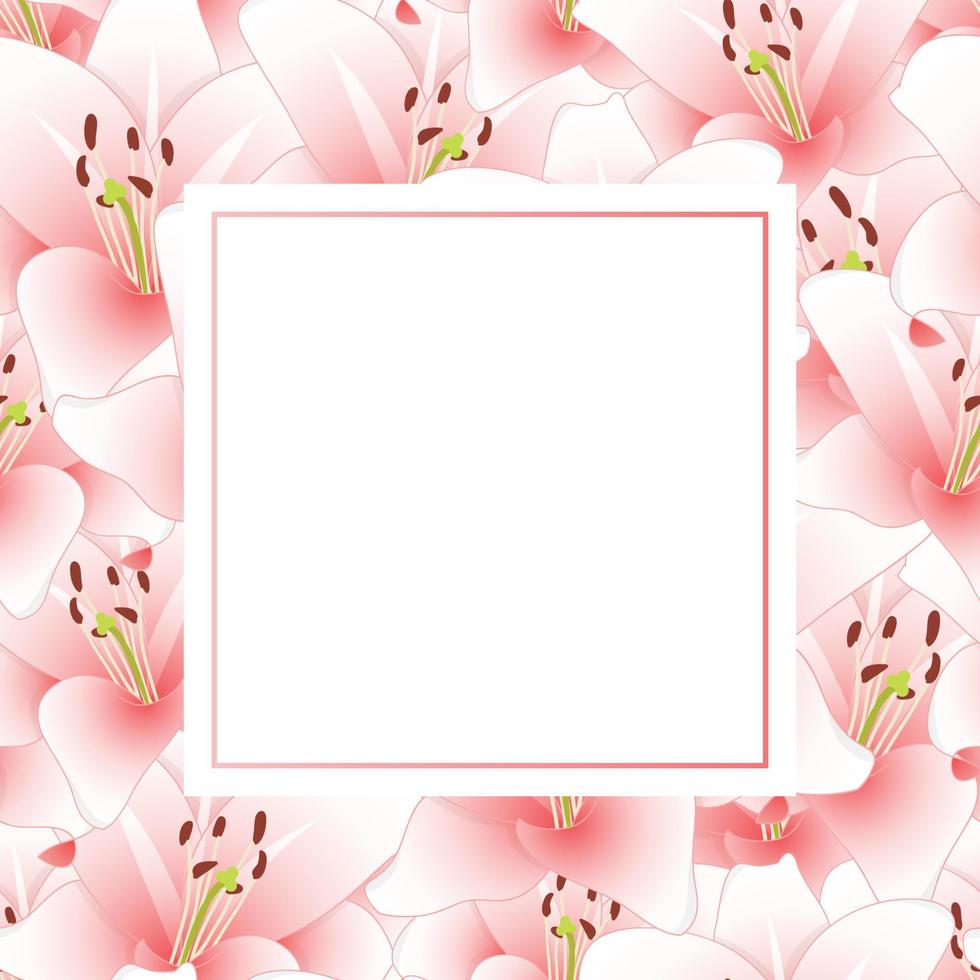 bannerkaart met roze leliebloem vector