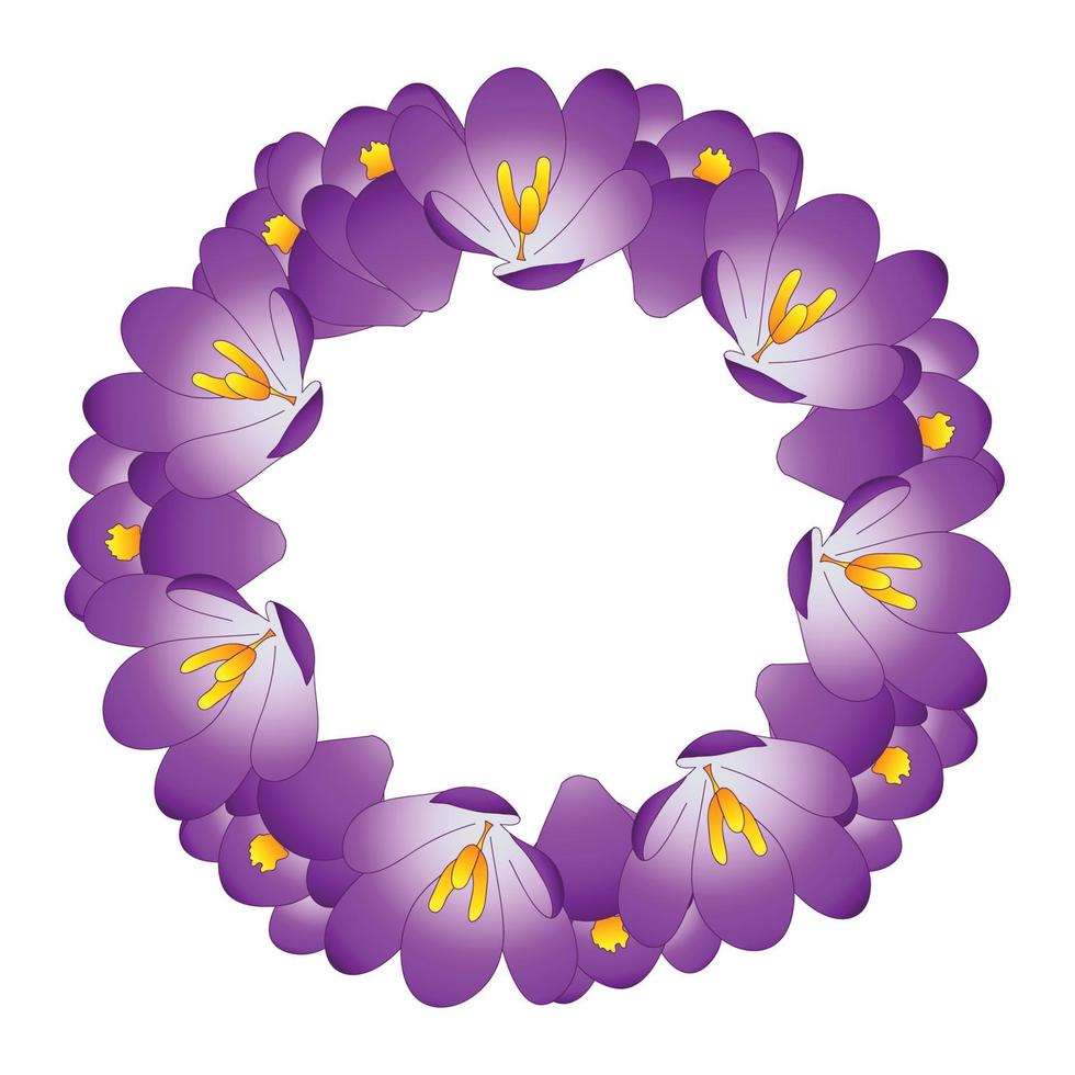 paarse krokus bloemenkrans vector