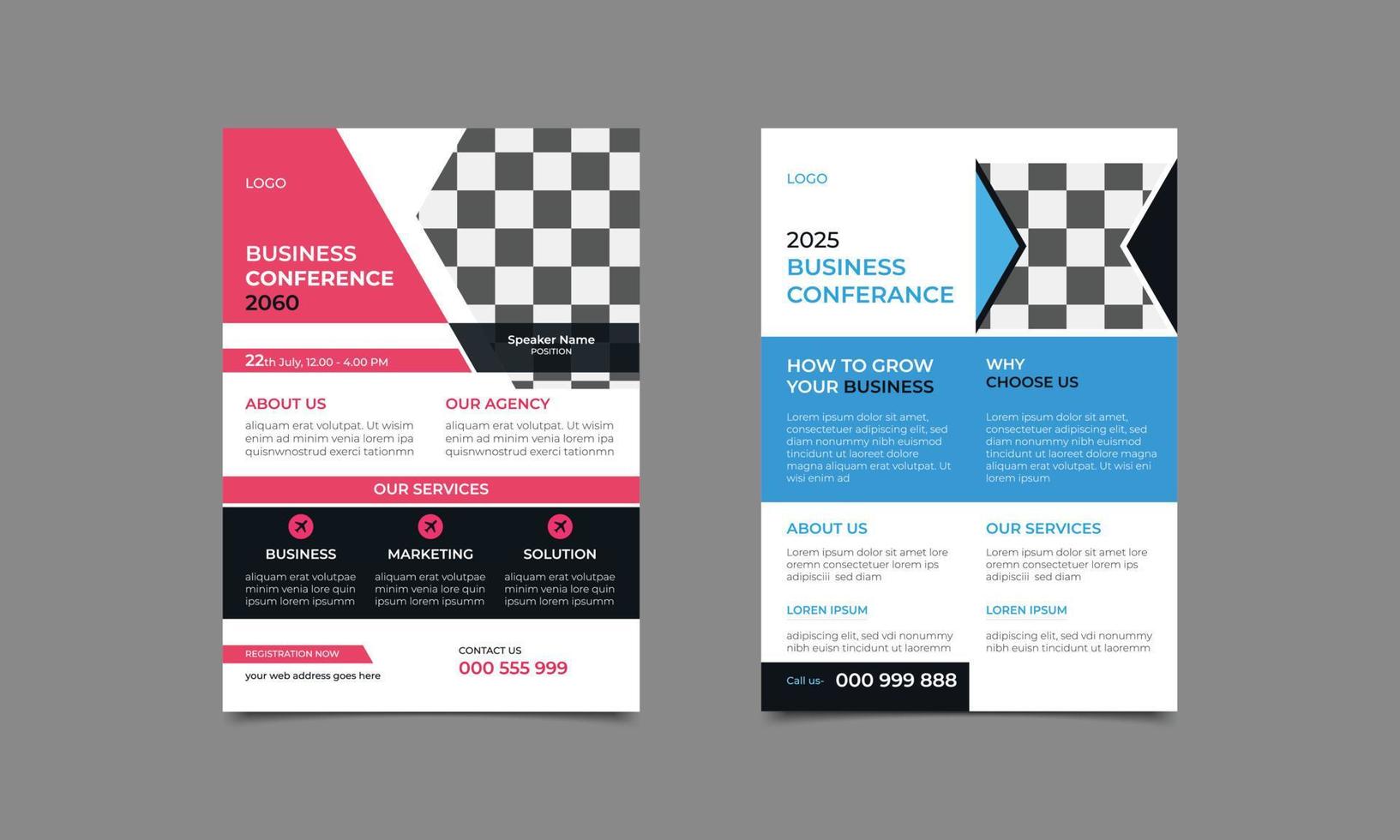 zakelijke conferentie brochure flyer ontwerp lay-out sjabloon. vectorillustratie. vector