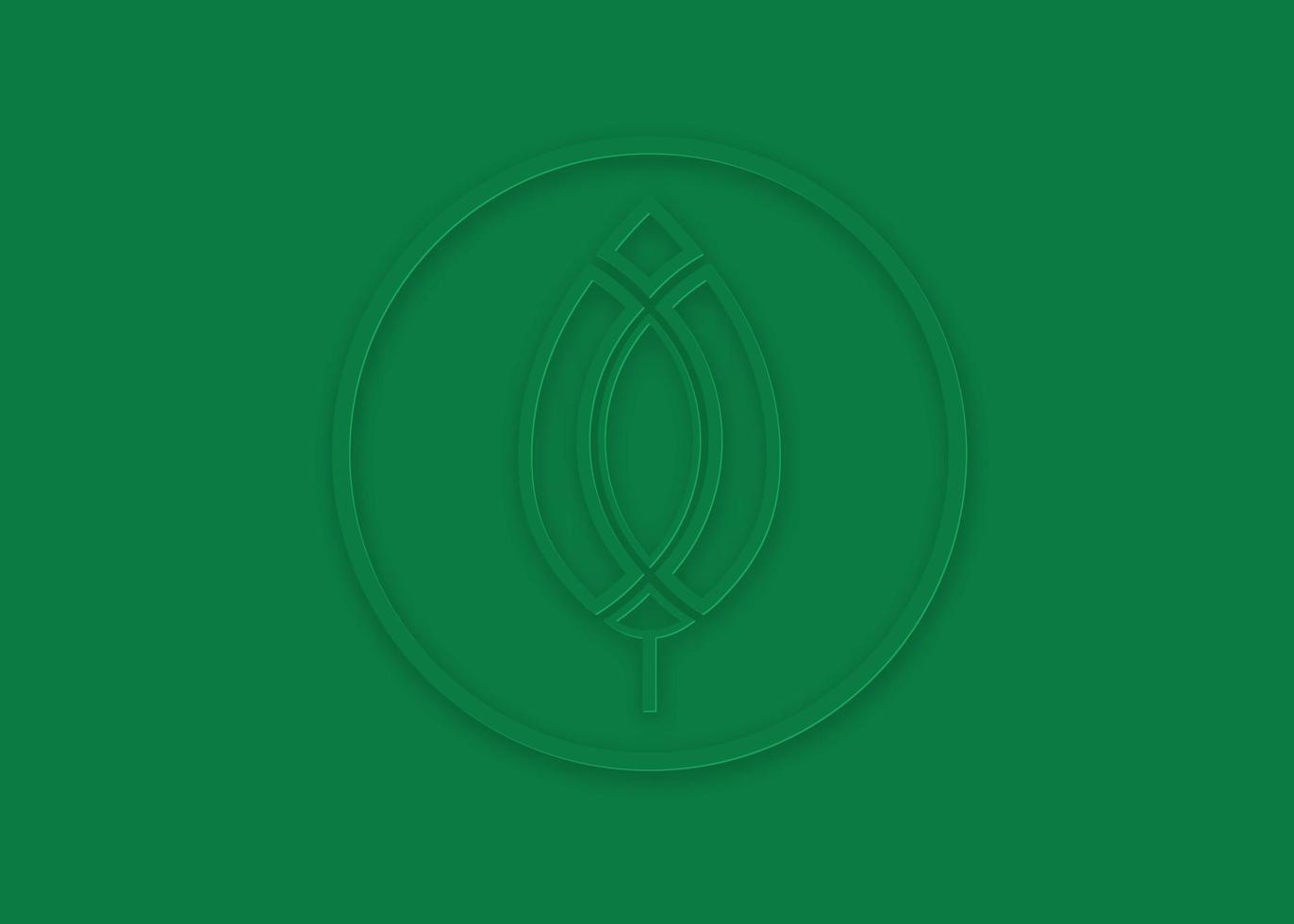 vector blad, cirkel vorm groen abstract embleem, logo sjabloon ontwerpconcept, logo element voor sjabloon. geometrische bladeren ronde teken, papier gesneden ontwerp illustratie geïsoleerd op groene achtergrond