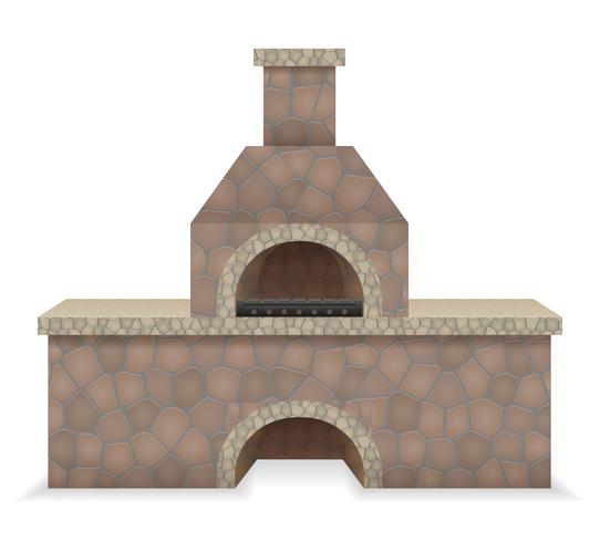 barbecue oven gebouwd van steen vectorillustratie vector