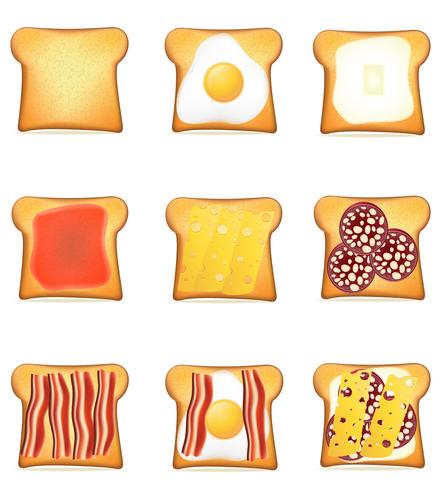 stel pictogrammen toast vectorillustratie vector