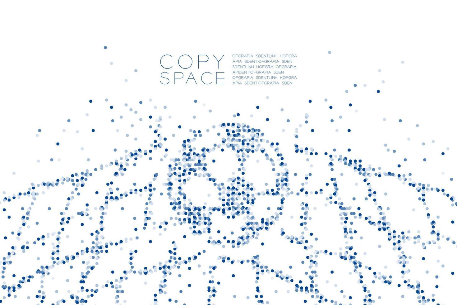 abstracte geometrische cirkel dot molecuul deeltje patroon voetbal of voetbal in doel vorm, vr technologie sport concept blauwe kleur illustratie geïsoleerd op een witte achtergrond met kopie ruimte, vector