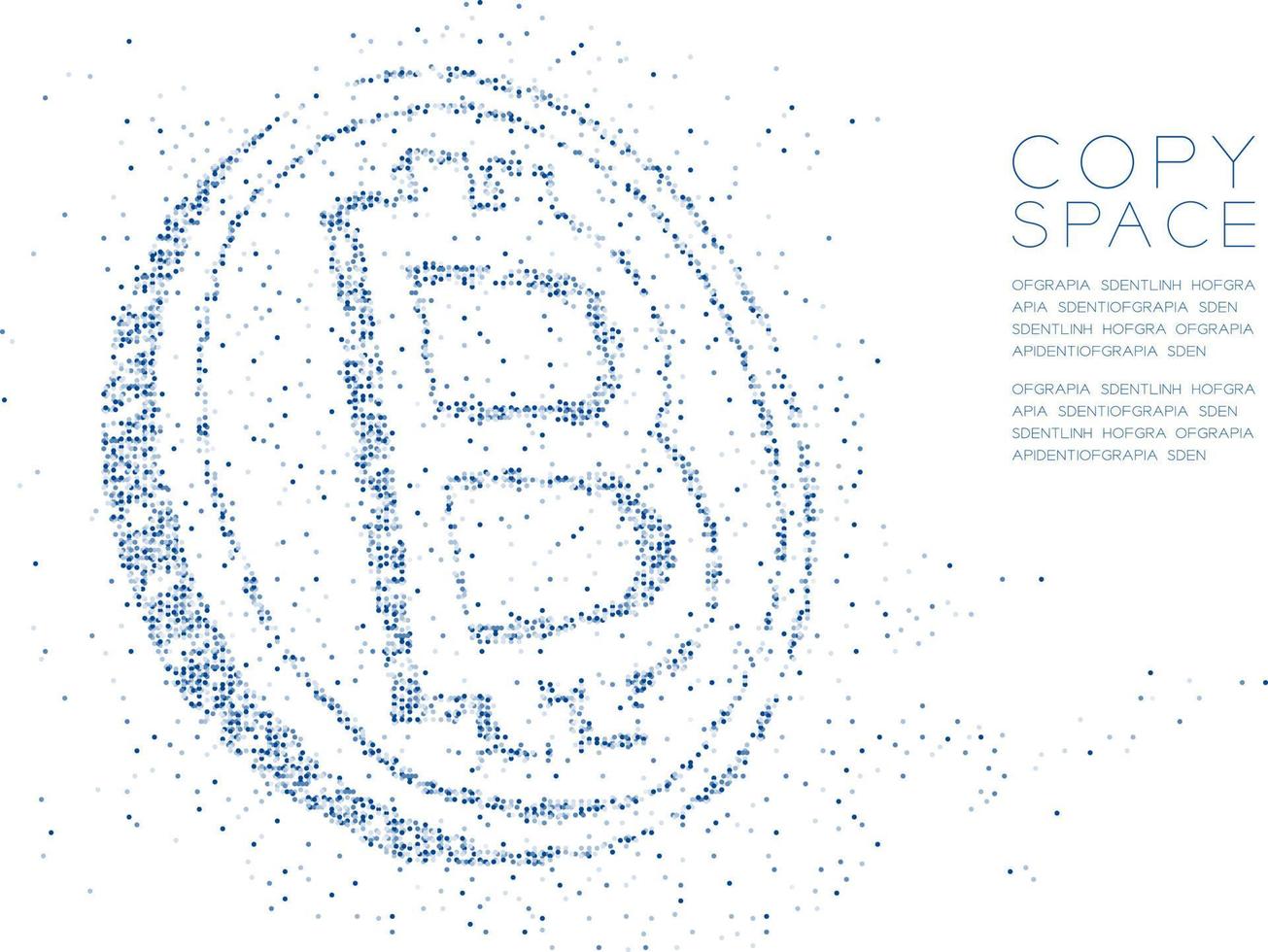 abstracte geometrische cirkel stip molecuul deeltje patroon bitcoin cryptocurrency vorm, vr technologie blockchain concept blauwe kleur illustratie geïsoleerd op een witte achtergrond met kopie ruimte, vector eps