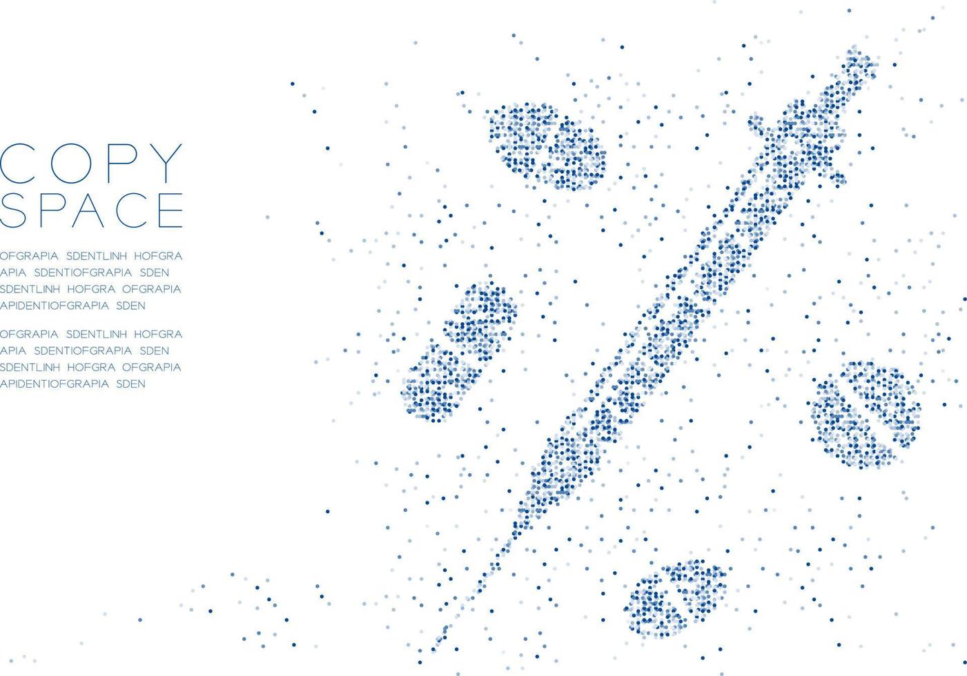 abstracte geometrische cirkel dot molecuul deeltje patroon spuit en drug vorm, vr technologie internet verslaving concept blauwe kleur illustratie geïsoleerd op een witte achtergrond met kopie ruimte, vector