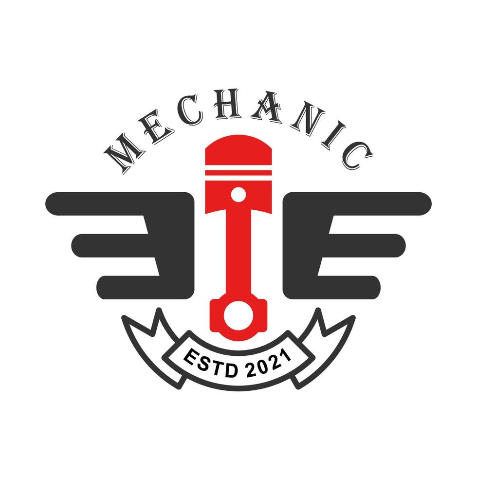monteur logo, motor service logo, piston logo, vleugel. vector