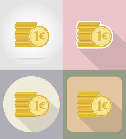 munten euro plat pictogrammen vector illustratie