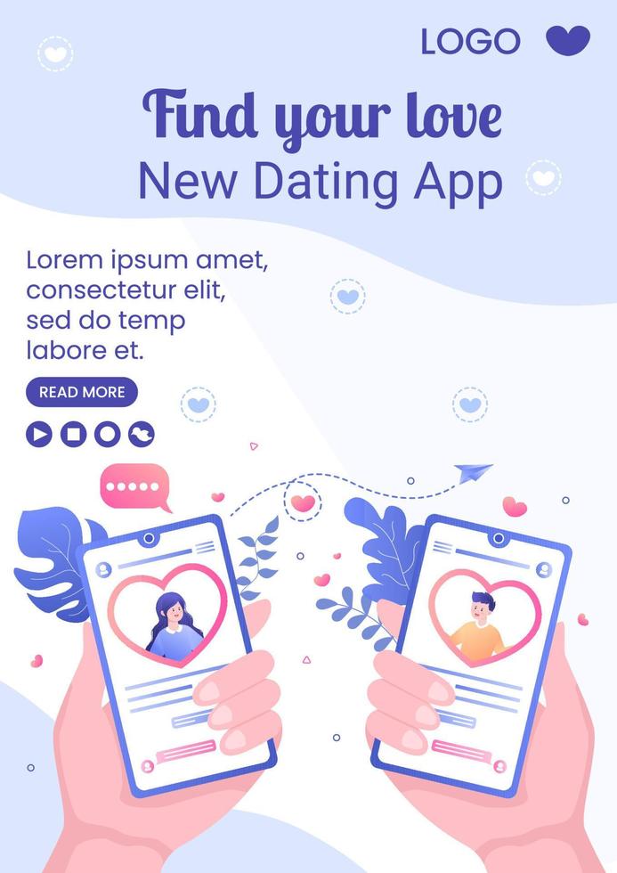 dating-app voor een liefdeswedstrijd flyer-sjabloon plat ontwerp illustratie bewerkbaar van vierkante achtergrond geschikt voor sociale media of valentijnskaart vector