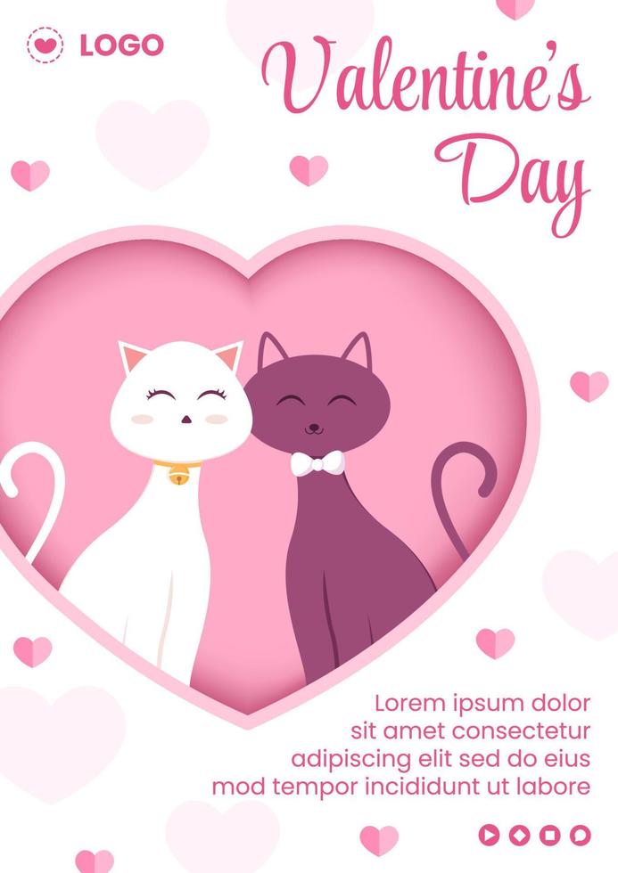 gelukkige Valentijnsdag flyer sjabloon platte ontwerp illustratie bewerkbaar van vierkante achtergrond voor sociale media, liefde wenskaart of banner vector