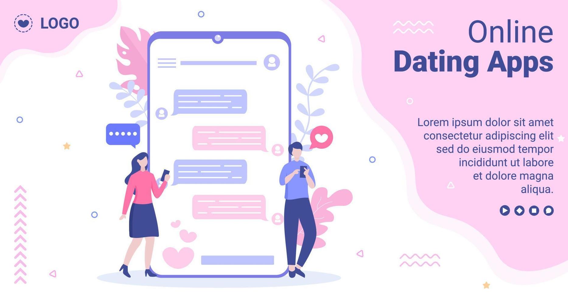 dating-app voor een liefdesmatch postsjabloon plat ontwerp illustratie bewerkbaar van vierkante achtergrond geschikt voor sociale media of valentijnskaart vector