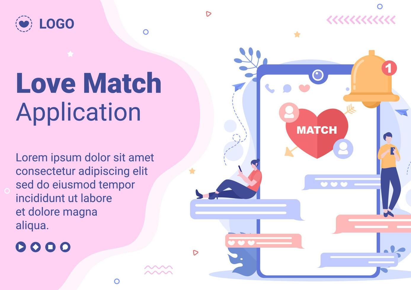 dating-app voor een liefdeswedstrijd brochure sjabloon plat ontwerp illustratie bewerkbaar van vierkante achtergrond geschikt voor sociale media of valentijnskaart vector