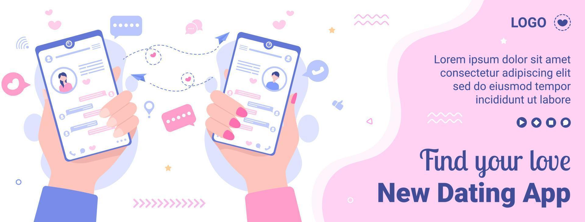 dating-app voor een liefdesmatch voorbladsjabloon plat ontwerp illustratie bewerkbaar van vierkante achtergrond geschikt voor sociale media of valentijnskaart vector