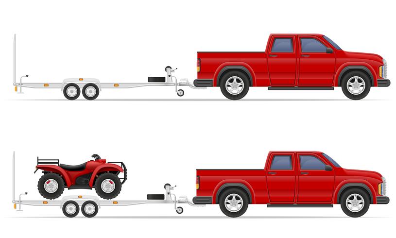 auto pick-up met aanhangwagen vectorillustratie vector