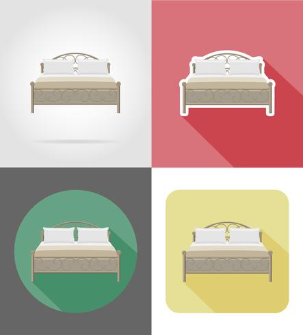 bed meubels instellen plat pictogrammen vector illustratie