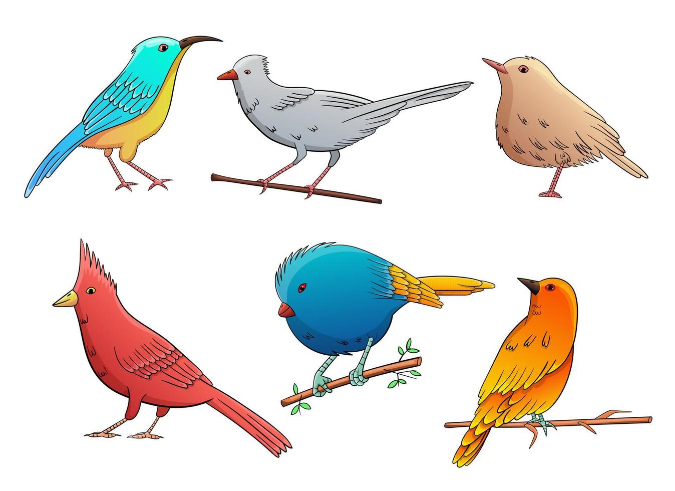 vogels stellen vectorontwerpillustratie in die op witte achtergrond wordt geïsoleerd vector