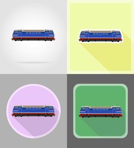 spoorlijn locomotief trein plat pictogrammen vector illustratie