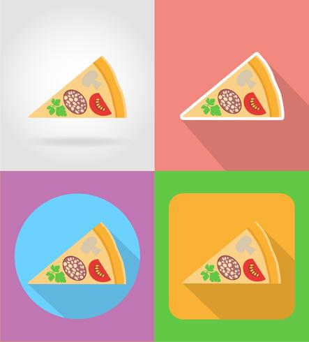 pizza fastfood plat pictogrammen met de schaduw vectorillustratie vector