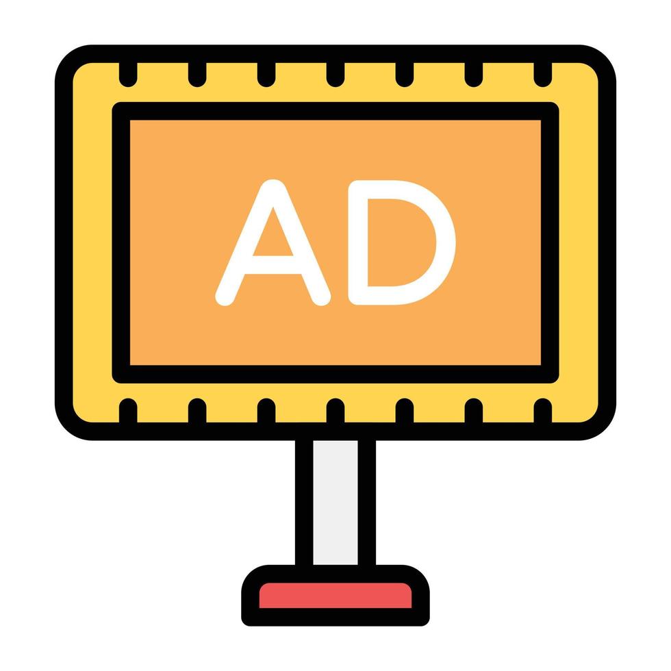 reclamebord pictogramstijl, advertentiebord in plat ontwerp vector