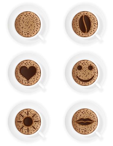 kopje koffie crema met verschillende symbolen vector illustratie