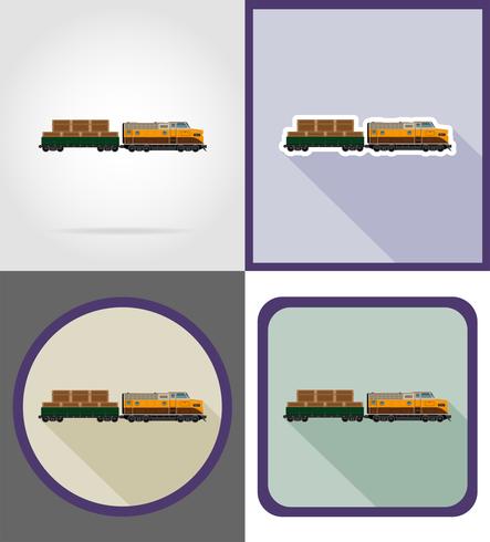 levering per trein trein plat pictogrammen vector illustratie