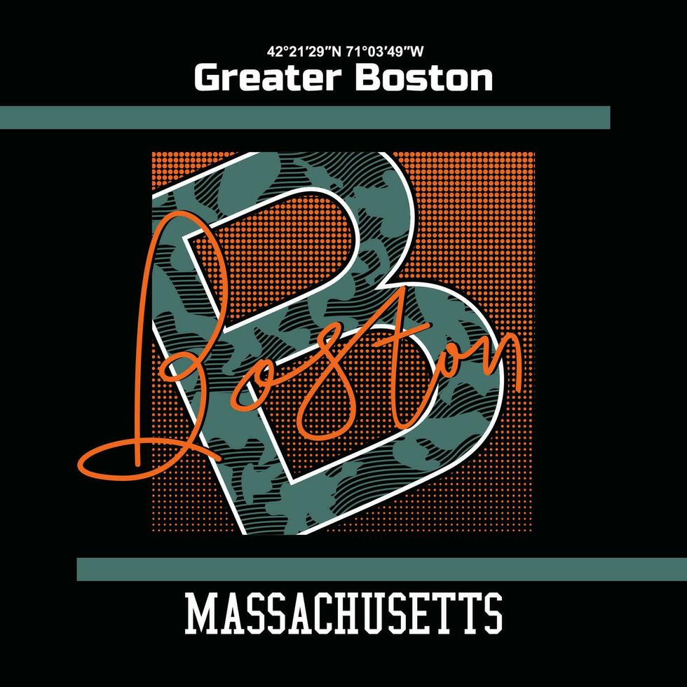 Boston belettering handen typografie grafisch ontwerp in vectorillustratie. vector