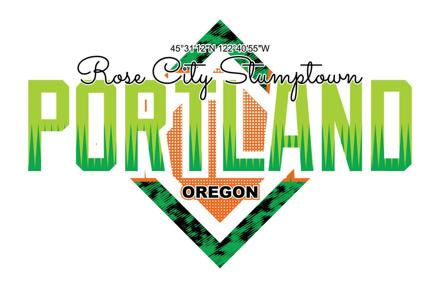 portland belettering handen typografie grafisch ontwerp in vectorillustratie. vector