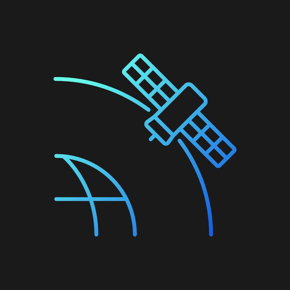 geostationair satellietgradiënt vectorpictogram voor donker thema. rotatie van hemellichamen in een geostationaire baan. dunne lijn kleur symbool. moderne stijlpictogram. vector geïsoleerde overzichtstekening