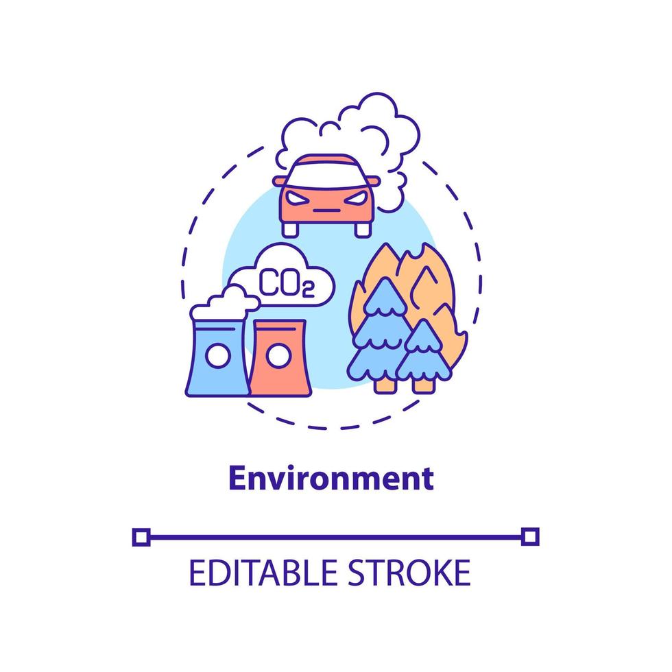 milieu concept icoon. adhd oorzaak abstracte idee dunne lijn illustratie. blootstelling aan giftige chemicaliën. milieuverontreiniging. vector geïsoleerde omtrek kleur tekening. bewerkbare streek