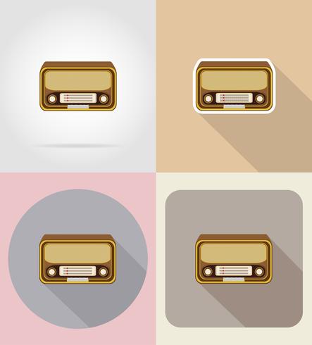 oude retro vintage radio plat pictogrammen vector illustratie