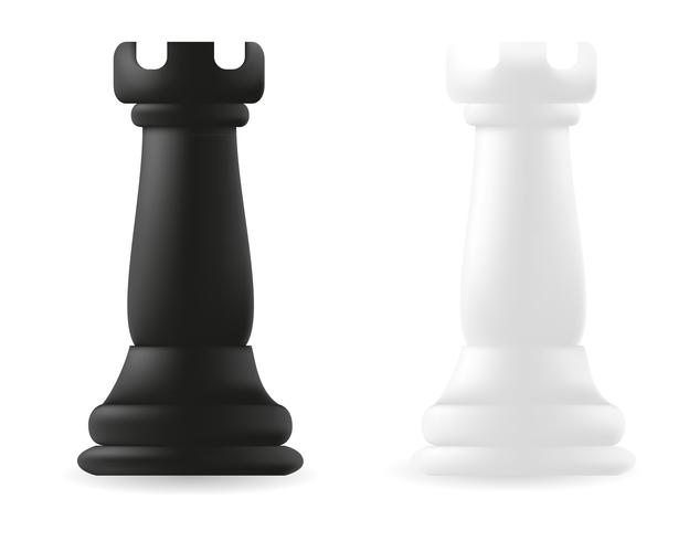 toren schaakstuk zwart en wit vector