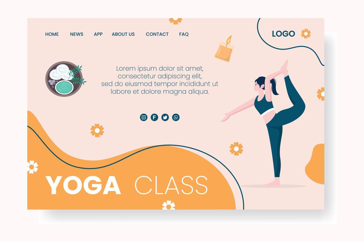 yoga en meditatie bestemmingspagina bewerkbaar van vierkante achtergrond geschikt voor sociale media, ig feed, kaart, groeten, print en web internetadvertenties vector