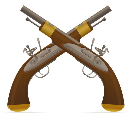 oude retro flintlock pistool vectorillustratie vector