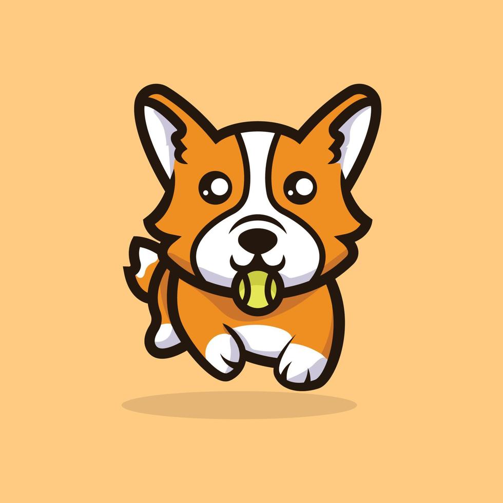 schattige corgi hond mascotte illustratie vector