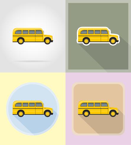 oude retro bus plat pictogrammen vector illustratie