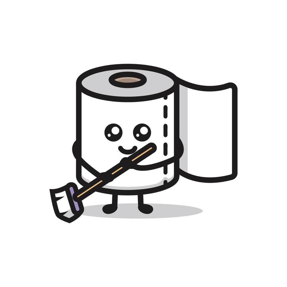 toiletpapier schattig mascotte ontwerp vector