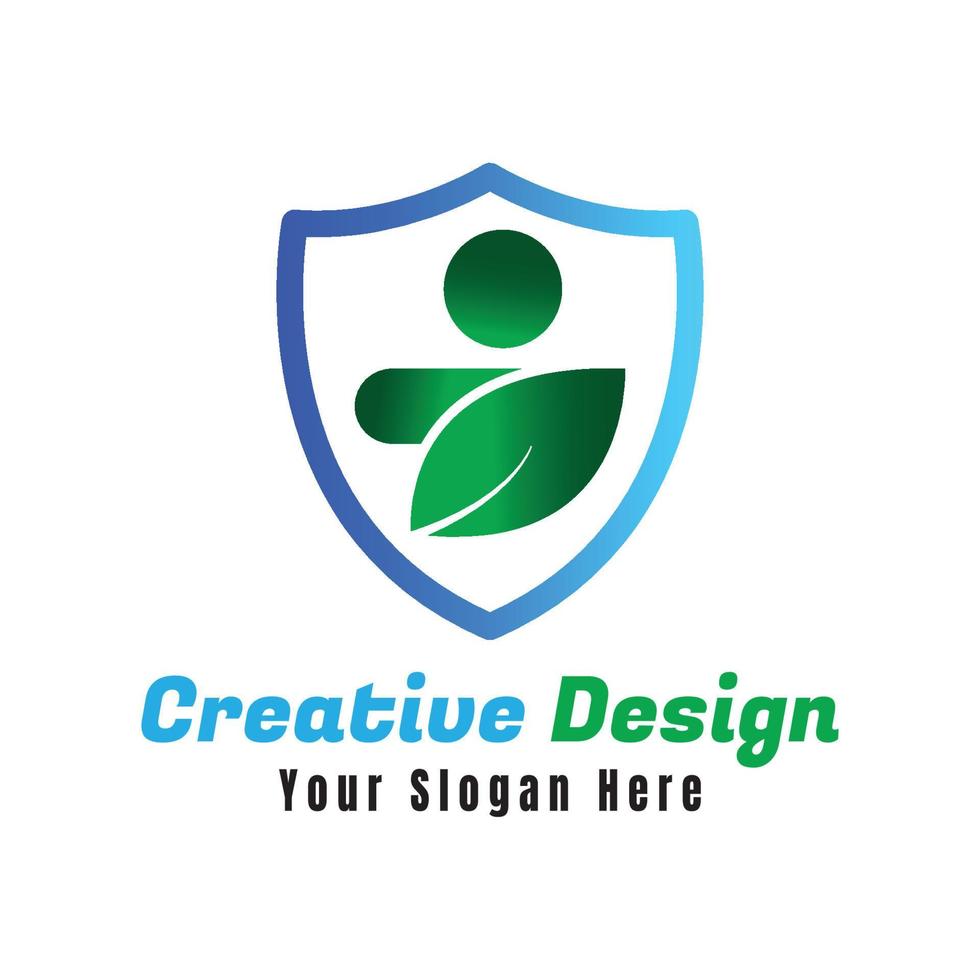 schild logo met bladeren. mensen zorg plantenverzorging. gradiënt logo met modern concept. ontwerp vectorillustratie. vector