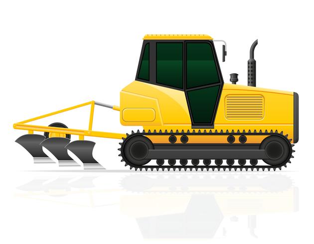 caterpillar tractor met ploeg vectorillustratie vector