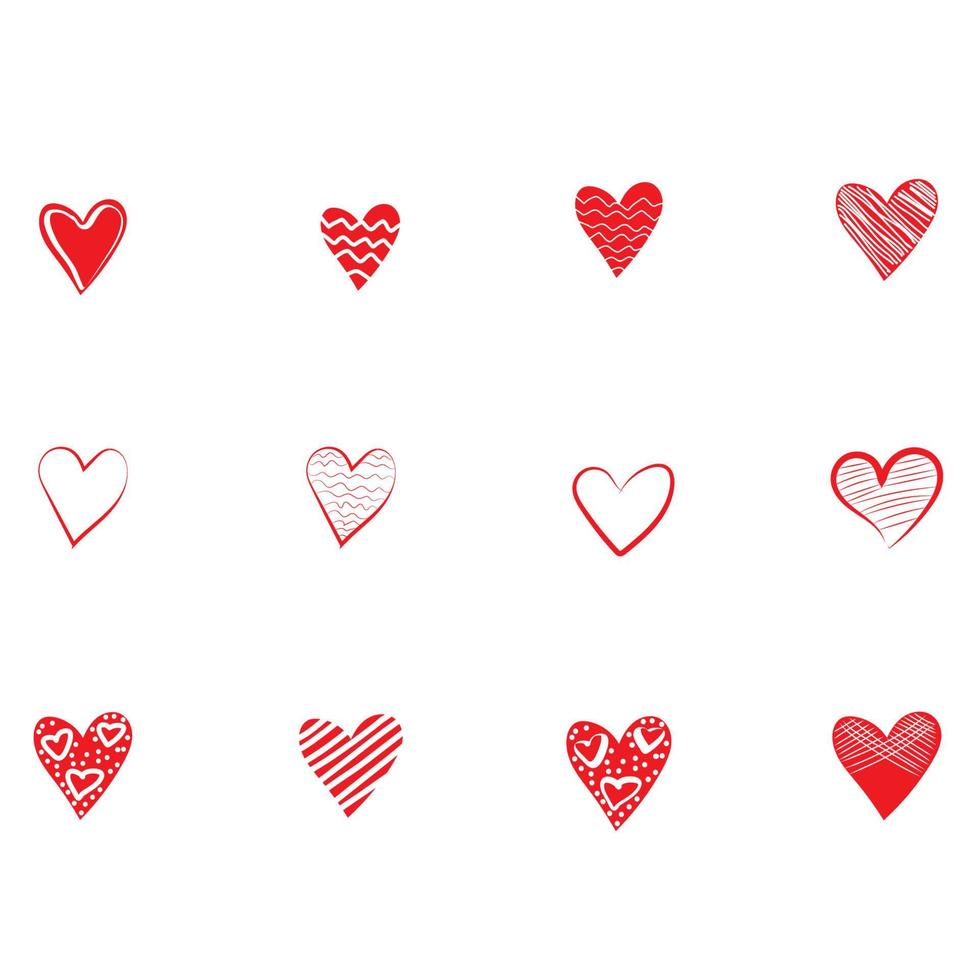 handgetekende harten. ontwerpelementen voor valentijnsdag. vector