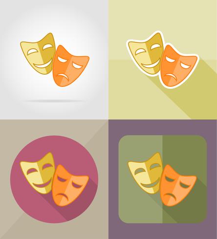 theater maskers plat pictogrammen vector illustratie